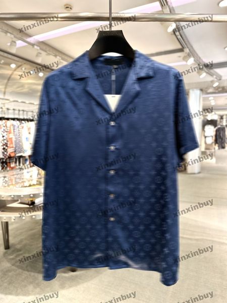 Xinxinbuy Männer Designer T-Shirt T-Shirt 2024 Italien Dunkel gemustert Jacquard Buchstaben Stoff Seidensets Langarm Baumwolle grau schwarze blaue m-4xl