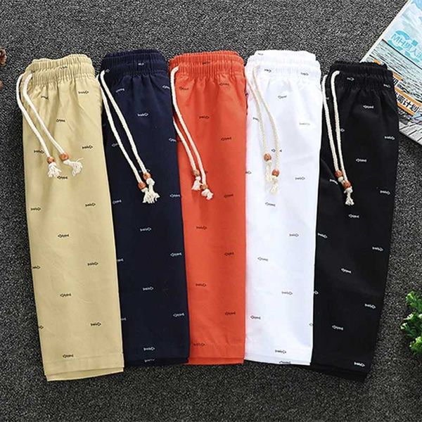 Herren -Shorts Sommer Herren, die Shorts modische gedruckte Strand Hot Hosen Bermuda Draw String Elastic Taille Cotton Casual Jogging Q240427