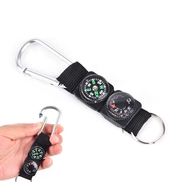 Kompass Multifunktion 3 in 1 Camping -Klettern Wandermini Carabiner W Keychain Compass Thermometer Kleiderkleider Ring