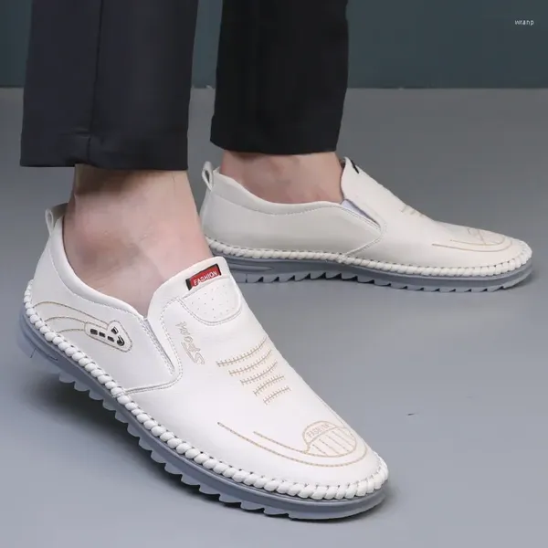 Scarpe casual Mares di moda in pelle maschile da uomo slip-on sola morbida piatta traspirante con guida per abiti eleganti 2024 uomini eleganti