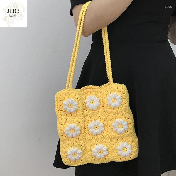 Bag Daisy el dokuma kadınlar omuz omuz el yapımı tığ işi el çantası moda pamuk örgü bayanlar el çantaları kadınlar kadın