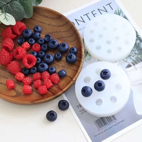 Simulazione di simulazione a candela silicone stampo silicone 3D Blueberry a forma di lampone a forma di lampone stampo fai -da -da -te bara