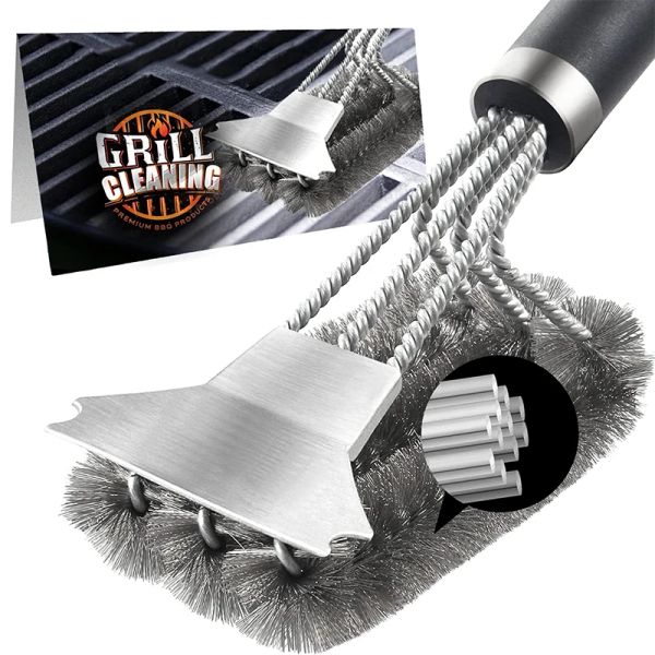 Grills Lmetjma Spazzola per griglia e raschietto con manico deluxe a filo per altero da 18 pollici Brush in acciaio inossidabile Brill Brush JT61