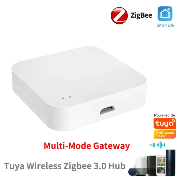 Контроль Tuya Zigbee Wireless Hub Gateway для автоматизации интеллектуального дома для устройств Zigbee через Smart Life Работает с Alexa Google Home