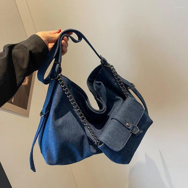 Abendtaschen 2024 Mode -Denim -Mädchen Umhängetasche große Kapazität Jean Tote Crossbody für Frauen