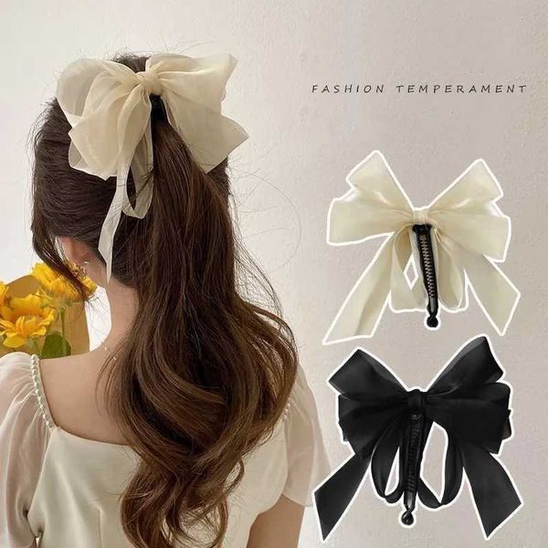 Haarklammern Barrettes Korean Fashion Ribbon Bogen Haarklauen Clip eleganter Bananen -Pferdeschwanz Frauen Kopfbedeckung