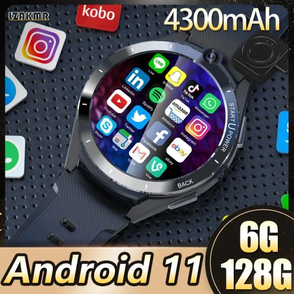 Orologi 2023 Nuova batteria da 4300 mAh Big Batteria 6G RAM 128G Android 11 Z40 4G Net System System Chip Smart Watch GPS WiFi 8MP Camera Men Smartwatch