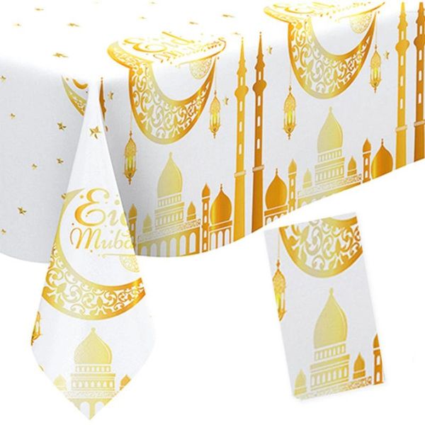 Party-Dekoration Ramadan Mubarak Tischdecke Islamische Tischabdeckung für Eid Dekorationen Plastik Einwegmondstern Al-Fitr