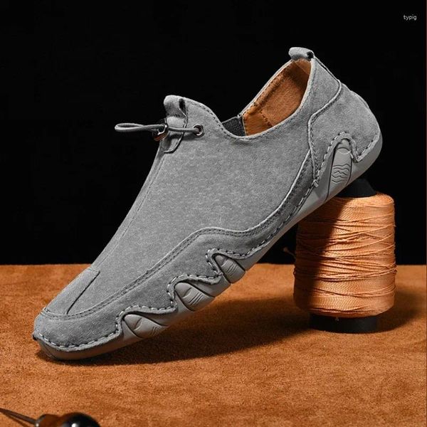 Sapatos casuais couro genuíno para homens escorregar em mocassins designer de luxo de luxo planos de luz sólida