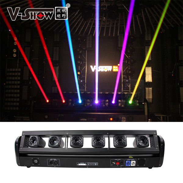 Vshow 3W 6eyes RGB Disco DMX için tam renkli hareketli lazer çubuğu