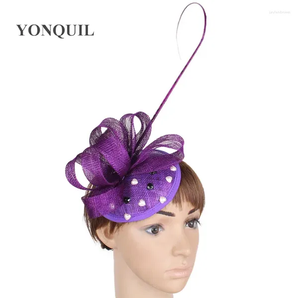 Cabeças de cabeça Bide capacete sinamay fascinador formal feminino chapéu flor elegante senhoras mariage party capeau cap boné acessório de pino de cabelo