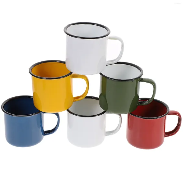 Canecas 6 PCs Retro esmalte a caneca de caneca de caneca de café em casa suco de chá de vidro bebendo vintage