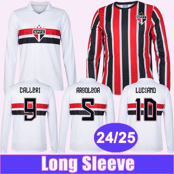 24 25 Jerses de futebol de manga longa de São Paulo Lucas Lucas Luciano Arboleda Rafinha Nestor Diego Costa Ferraresi Home Away Futebol Camisetas