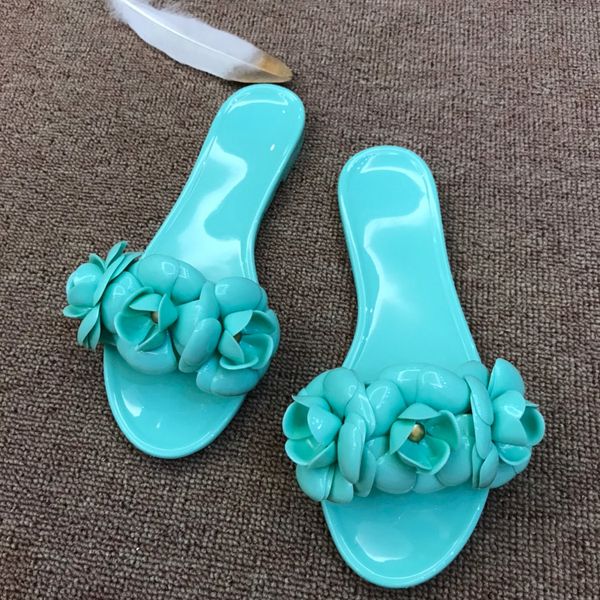 Klassiker Damen-Scuffs Melissa Jelly Camellia Pantoffers Flip-Flops Sommer Sandalen Schuhe Flat Beach Slipper für Frauen