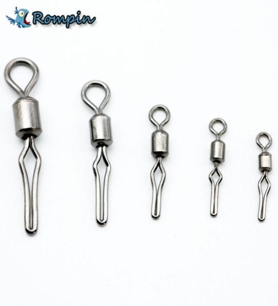 ROMPIN 50pcslot giratória com lateral linhas de pesca de clipes de peixe FishHooks Conector de pesca Swivels com snap size 2 4 6 8 101584301