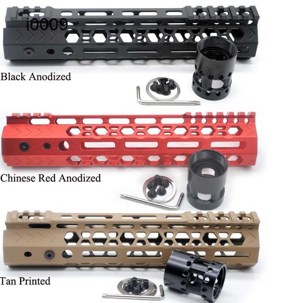 9 Zoll einzigartiges Design Ultraleicher M-Lok Handschützer frei schwimmend picatinny montage System _black/rot/braun Farbe