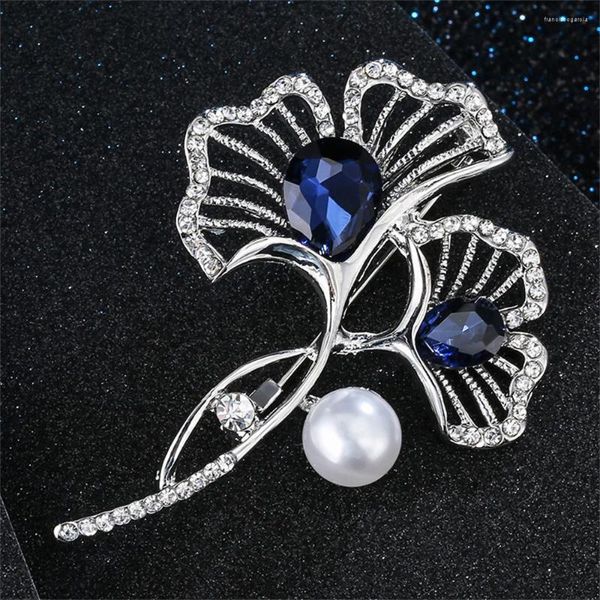 Spille splendide perla blu ginkgo perla ginkgo per donne bouquet per matrimoni collare di lusso pins abbigliamento accessori abbigliamento