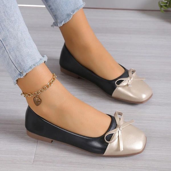 Casual Shoes Fashion Bowtie Damen-Moccasins Flats Non-Slip Flat Bean Female warme Slipper Slip-On-Komfortschuhschuhe Zapatos de Mujer