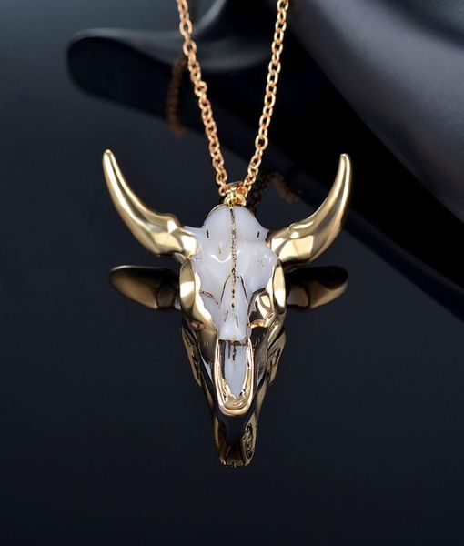 NEU BOHEMIAN TAUREN Kuh Anhänger Bullenkopf Halskette Langkette Gold Horn Stylish Frauen Männer Mode Schmuck Geschenk7566703