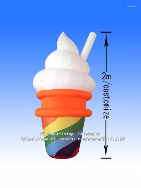 Decorazione per feste 2m Giant Giantflable Summer Ice Cream Drinding Balloon per colore personalizzato all'aperto