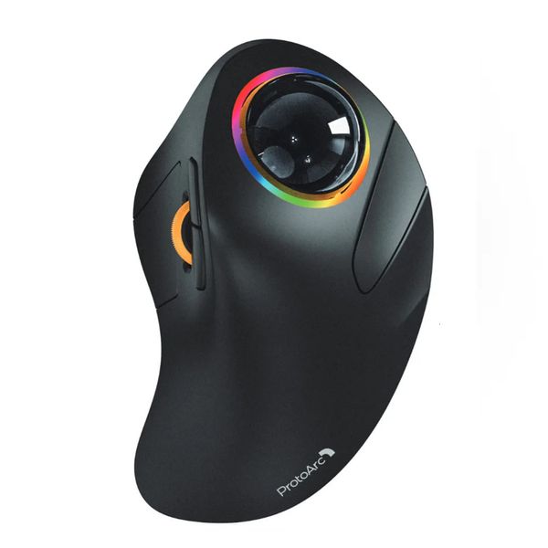 Protoarc Wireless Index Finger Trackball Maus wiederaufladbare RGB Rollerball BT 24G Mäuse für Computer -Laptop 3 Geräteanschluss 240419