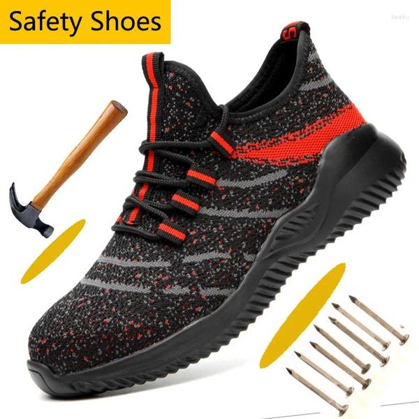 Scarpe casual antisombazzante in acciaio in acciaio Sicurezza dei piedi per uomini Anti-Puncture Lavoro calzature comode sport comodi