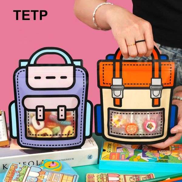 Сумки Tetp 50pcs Schoolbag Back Sacds с прозрачным окном по случаю дня рождения детского дня печень