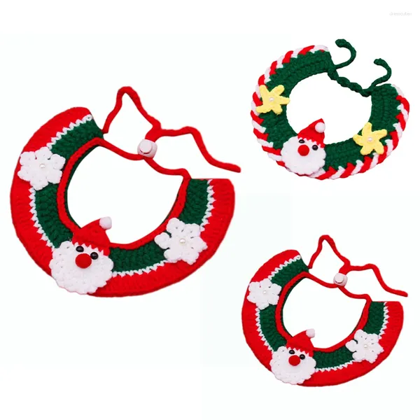 Abbigliamento per cani Pet Christmas Knitting Wool Collar Faccendatifief with Bells Regolabile morbido comodo vestito di peluche bandana petto di petto di cabina shippi