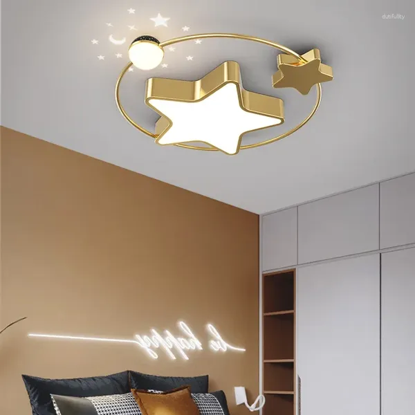 Deckenleuchten moderne nordische Sterne Lampe für Kinder Schlafzimmer Foyer LED Blau Schwarze Goldkunst Dekor Gerät Eisen Acrylleuchte