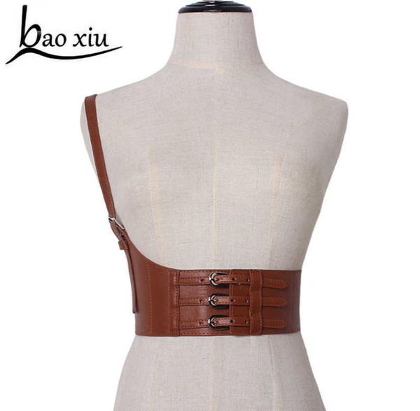 2019 Women039s Wide Elastic Leather Belt Casual Corset Belt Solas de ombro Decoração Vestido de cintura Menina Suspenders q062421899979