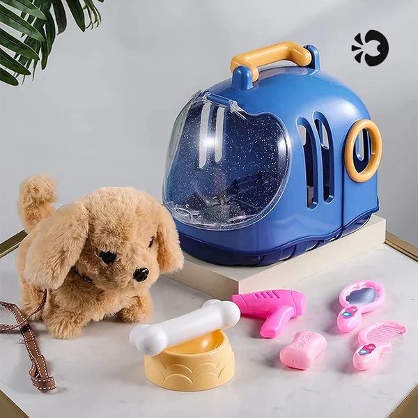 Play House Plush Electric Puppy Walk Bark Nod WAG Schwanz 6 Typen Hund mit einem Hundekäfig Elektrische Haustier Kinder Spielzeug für Kinder Geburtstagsgeschenk 240420