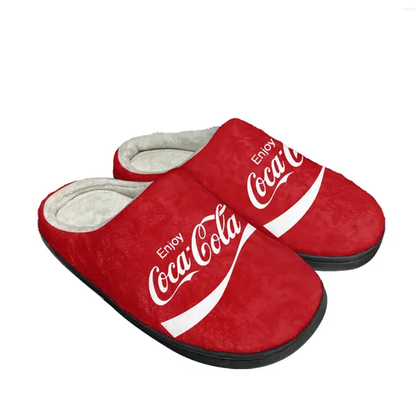 Sliver Goditi la Coca Coca Home Cotton Mens Womens Plushing da letto Plush Tieni scarpe calde coppia di pantofole interno termica scarpa personalizzata