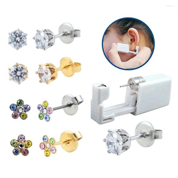 Stud Küpe 4pieces Çeşitli Crown Crystal Daisy Çiçek Küpe Kulak Delme Üniteleri Silah Araçları Kit Vücut Takımları 20G