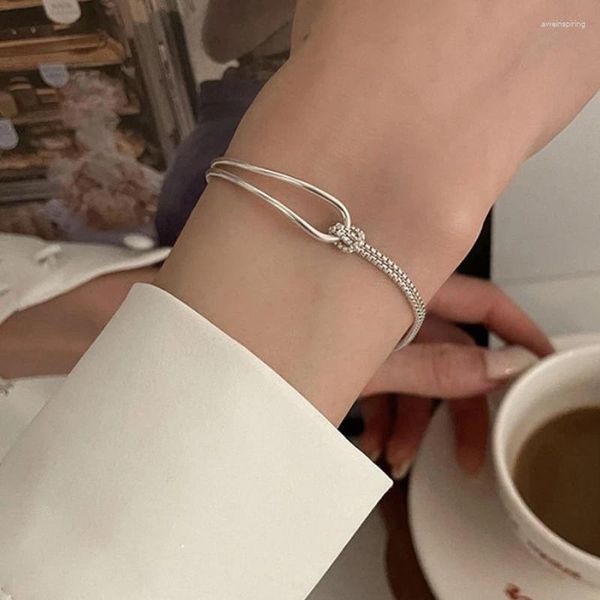 Braccialetti di fascino U-magico semplice Bracciale coppia asimmetrica annodata per donne squisite gioielli a catena metallica a doppio strato