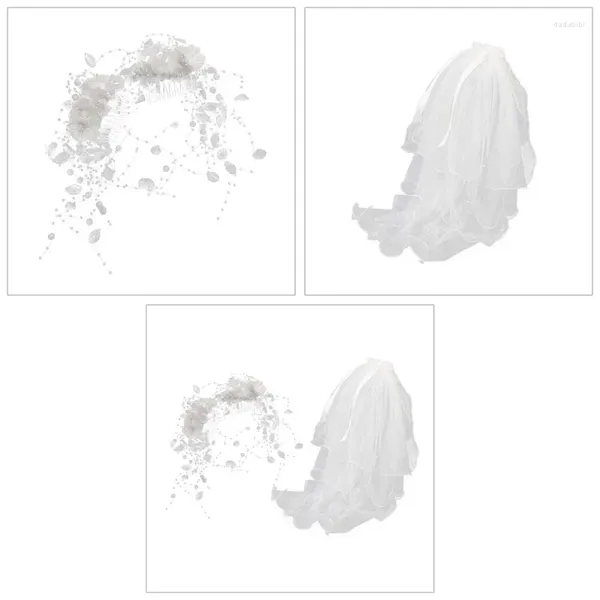 Cabeças de cabeceira véu de renda feminino Tulles branco Tulles Bacharetas Cerimônia Casamento / Flor HairpinBowknot para pegar Po