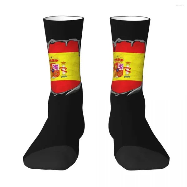 Meias masculinas Bandeira Nacional.Espanha.Harajuku suor absorvendo meias durante toda a temporada acessórios longos para homem de aniversário presente de aniversário