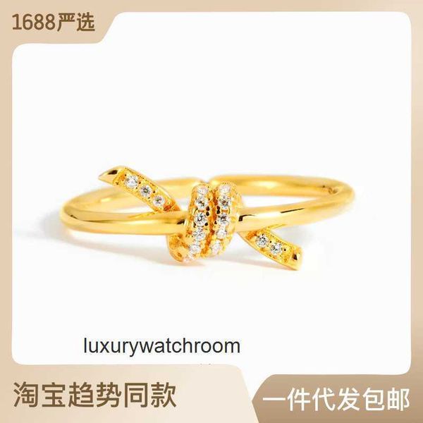 Women Band Tiifeany Ring Jewelry S925 Silver Butterfly Buckle Twisted Rope Open Womens Simple e alla moda Cibo
