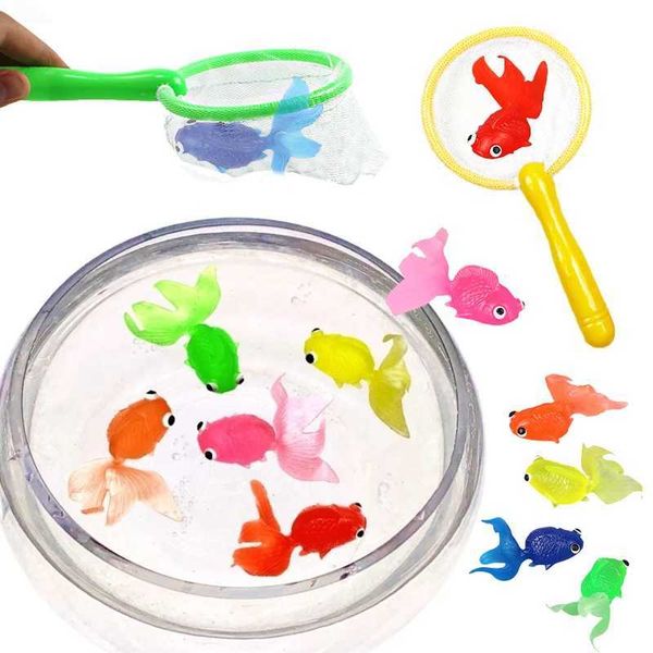 Детская ванна игрушки 7pcs детская резиновая золотая рыбалка с сетью игрушка детская ванна для ванны водяной ванна играй игры игрушки для детей малыша для купания душа подарки