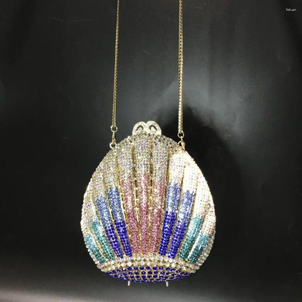 Bolsas noturnas xiyuan shell forma de diamante feminino embreagem de cristal para festas de casamento de casamento para festas de cocktail shitbags e bolsas