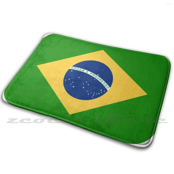 Carpets Brasil Bandle Day Gift para orgulhosa porta brasileira da porta que não desliza a água macia Tapete de futebol Brasil America