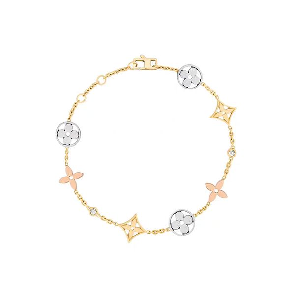 Bracciale di lusso Donne a 3 colori integrato a 3 colori piccolo fiore in acciaio inossidabile in acciaio argento in oro intarsio intarsio intalato braccialetti di gioielleria fine designer regalo di compleanno quotidiano quotidiano