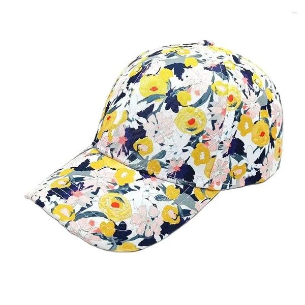 Caps de bola Primavera Summer Summer Polyester Flower Print Casquette Baseball Cap em chapéus de snapback ao ar livre para meninas e mulheres 23