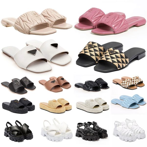 Designer di spedizioni gratis Sandali scarpe da donna Slides Platform Platform Black Bianco rosa marrone infradito da donna flip nappa in gomma matelasse vetrini in pelle di lusso