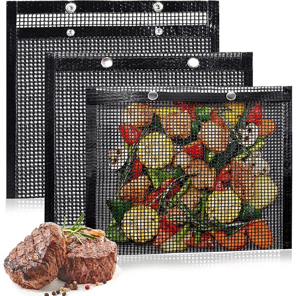 Grills Lmetjma Ptfe Mesh Grillbeutel wiederverwendbare Nicht -Stick -BBQ -Grillbeutel für Holzkohlegasraucher BBQ Veggie Grills Bags JT41