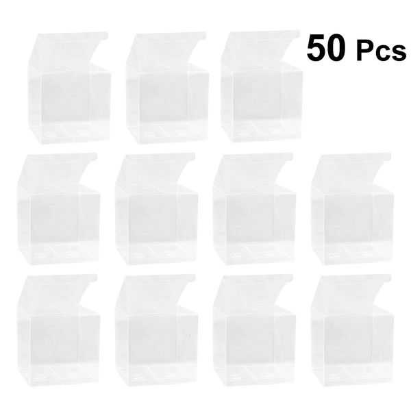 50pcs Caixa de presente de plástico transparente Pvc Box Packaging Packaging Wedding Birthday Celebration Baby Shower Box Party Supplies 240426