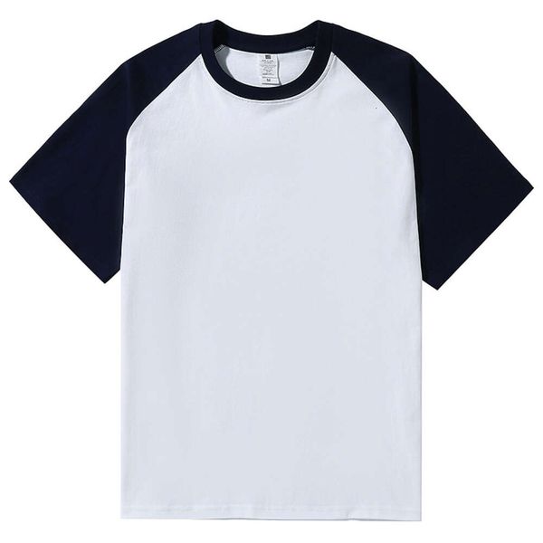 T-shirt de mangas curtas de raglan de algodão de 220g de 220g para feminino de camisa inferior de cor solta de cor solta