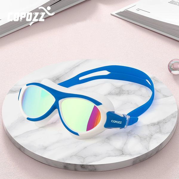 Copozz Fashion Schwimmbrillen für Kinder Kinder Verstellbare UV wasserdichte Schwimmgläser Anti-Fog-Badebekleidung Sportsport 240426