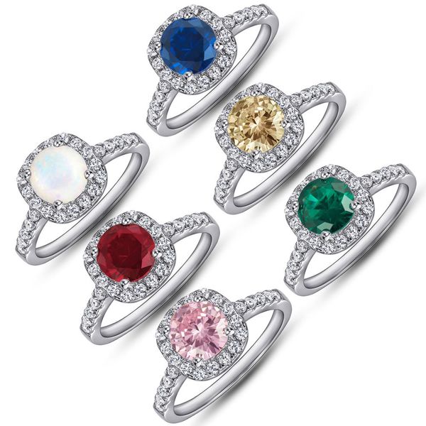 Mulheres designer de luxo anéis coloridos 925 Sterling Silver Ring Fashion Jóias de luxo para mulheres Aniversário de engajamento