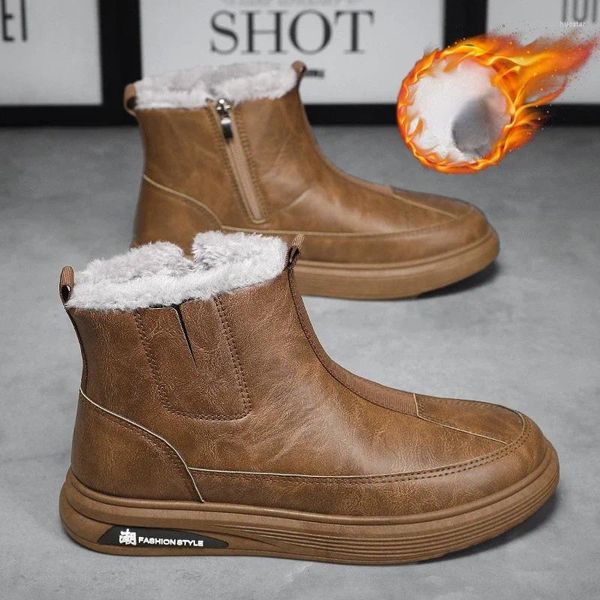 Stivali Fashion retrò lavoro neve da uomo peluche invernale resistente alle scarpe di cotone comode di cotone per il tempo libero