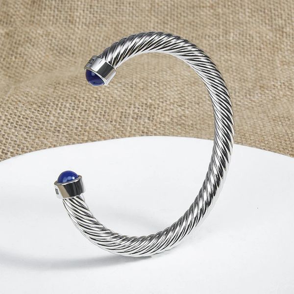 David Style Sintetico Lapis Lazuli Bracciale Cavo attorcigliato Weight European and American Mens Womens 240424